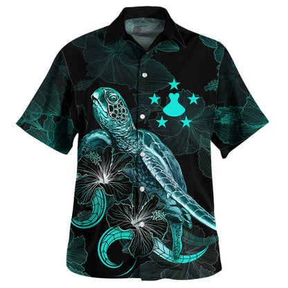 Austral Islands Combo Dress And Shirt - Austral Islands Coat Of Arms With Turtle Blooming Hibiscus Turquoise