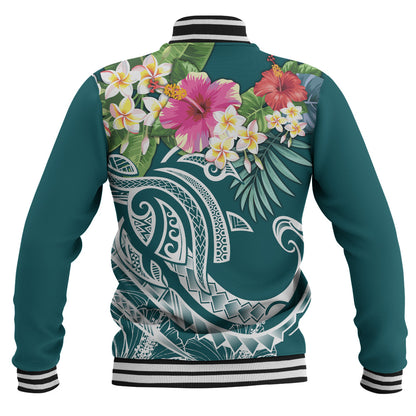 Polynesian Baseball Jacket Summer Plumeria