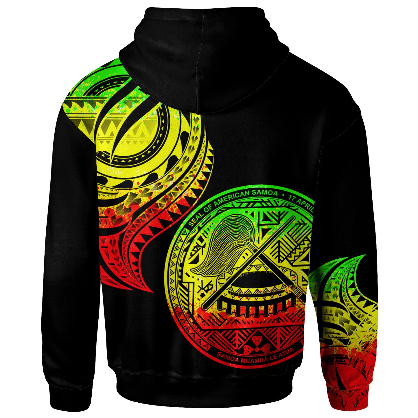 American Samoa Custom Personalised Hoodie - American Samoa Tatau Reggae Patterns