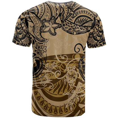 Hawaii T-Shirt Vintage Floral Pattern Gold