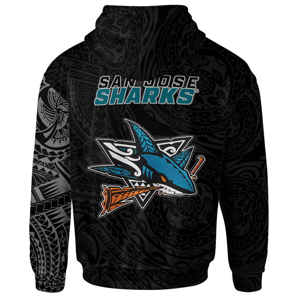 San Jose Sharks Polynesian Tattoo Style Hoodie