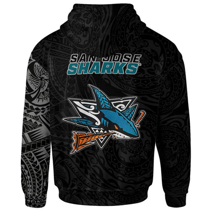 San Jose Sharks Polynesian Tattoo Style Hoodie