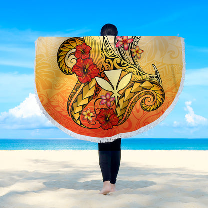 Hawaii Beach Blanket Humpback Whale with Hibiscus Plumeria