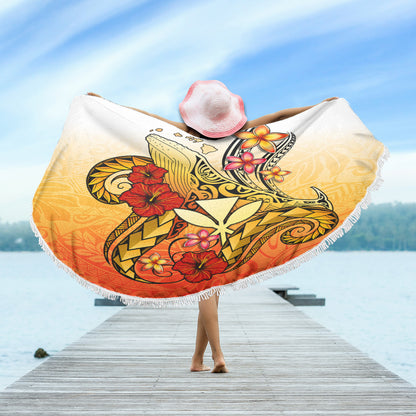 Hawaii Beach Blanket Humpback Whale with Hibiscus Plumeria