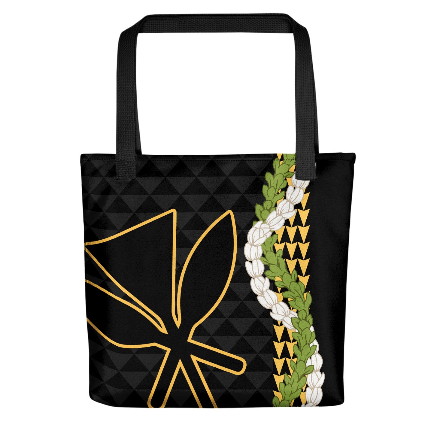 Hawaii Tote Bag Kanaka Maoli Puakenikeni Maile Flower Lei