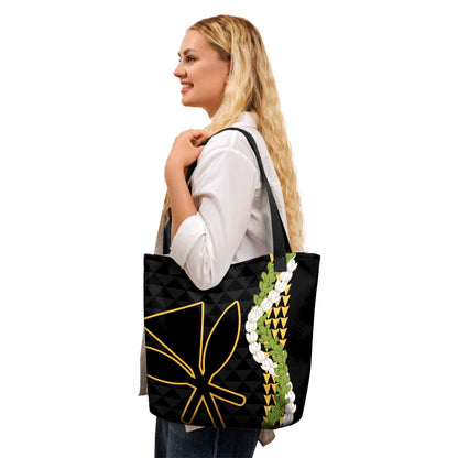 Hawaii Tote Bag Kanaka Maoli Puakenikeni Maile Flower Lei
