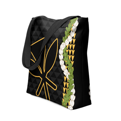 Hawaii Tote Bag Kanaka Maoli Puakenikeni Maile Flower Lei