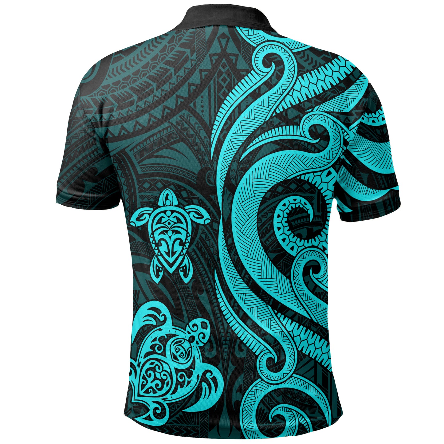 Polynesian Hawaii Polo Shirt - Turquoise Kanaka Maoli Tentacle Turtle