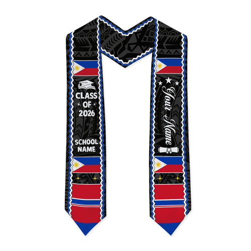 Philippines Filipinos Graduation Stole Custom Class Of 2026 Tribal Simple Style