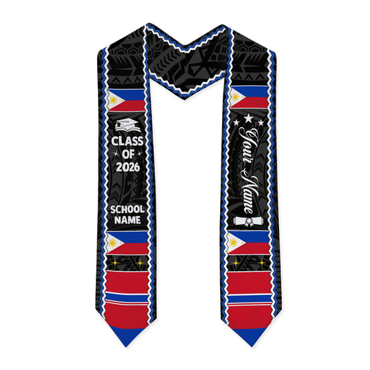 Philippines Filipinos Graduation Stole Custom Class Of 2026 Tribal Simple Style