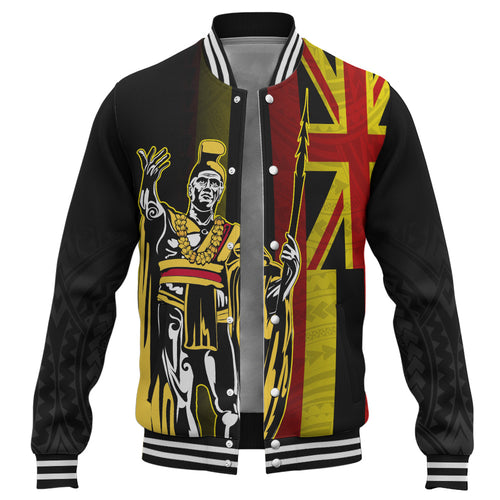 Hawaii Baseball Jacket King Kamehameha Gold Flag Island Royalty Style