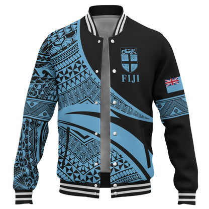 Fiji Baseball Jacket Coat Of Arms Flag Masi Tapa Tribal Style