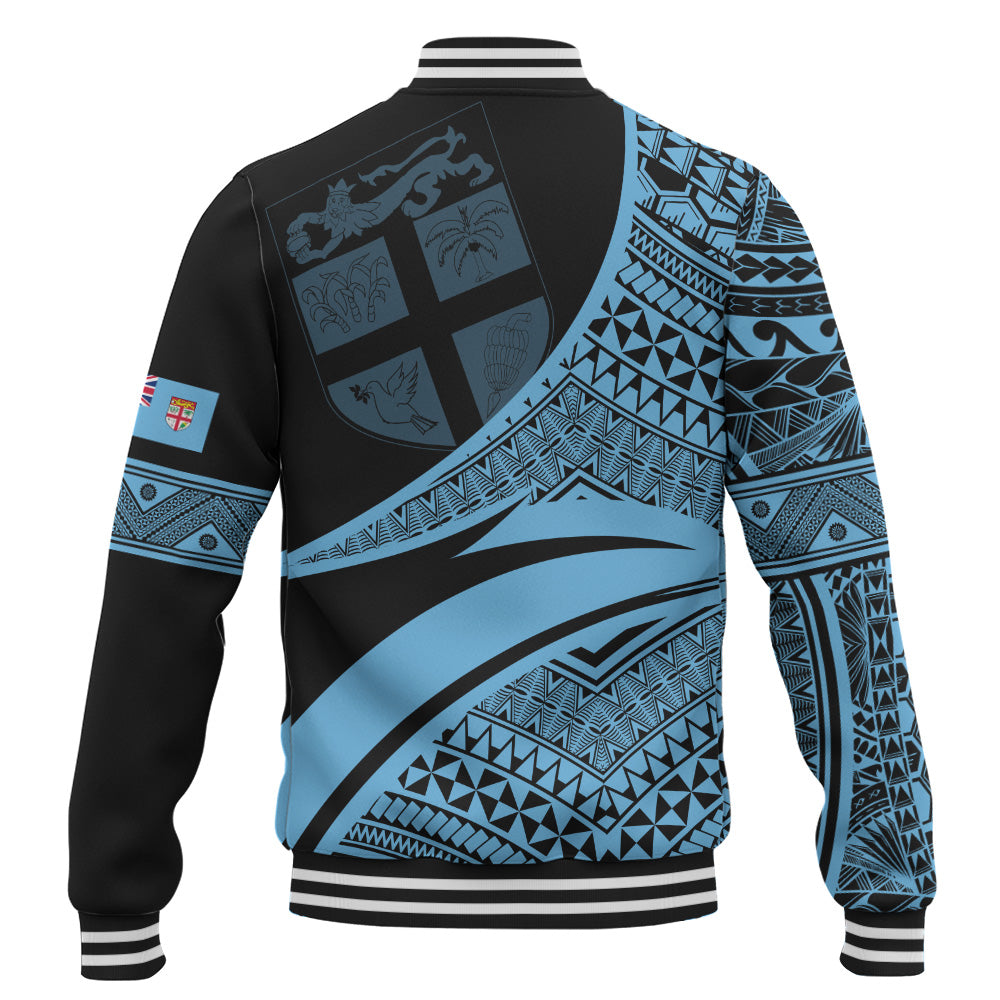 Fiji Baseball Jacket Coat Of Arms Flag Masi Tapa Tribal Style