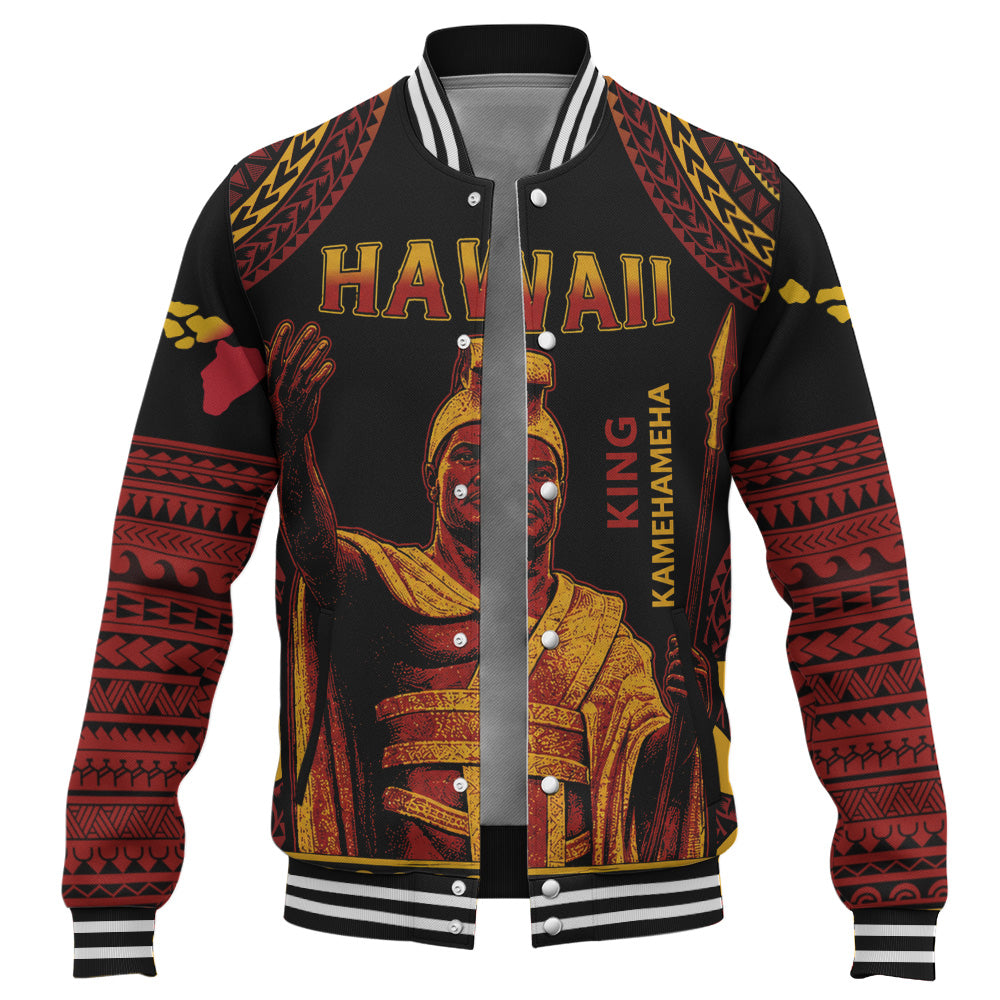 Hawaii Baseball Jacket King Kamehameha Unity Kanaka Maoli Tribal Style