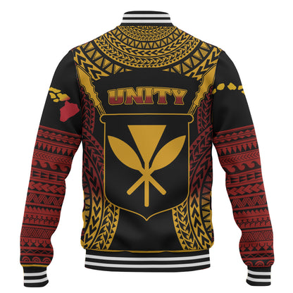 Hawaii Baseball Jacket King Kamehameha Unity Kanaka Maoli Tribal Style