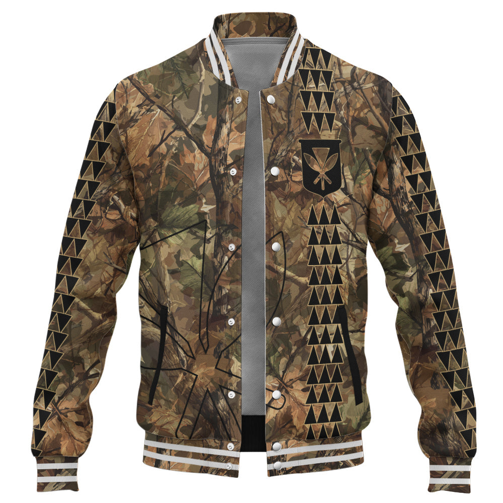Hawaii Baseball Jacket Woodland Kanaka Camo Style