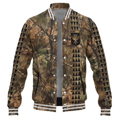 Hawaii Baseball Jacket Woodland Kanaka Camo Style