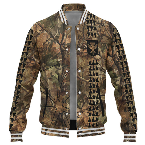Hawaii Baseball Jacket Woodland Kanaka Camo Style