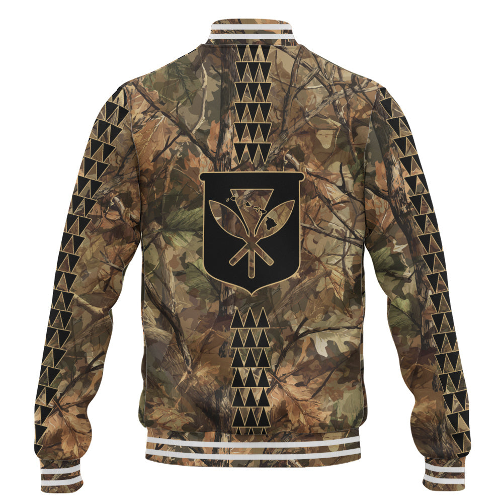 Hawaii Baseball Jacket Woodland Kanaka Camo Style