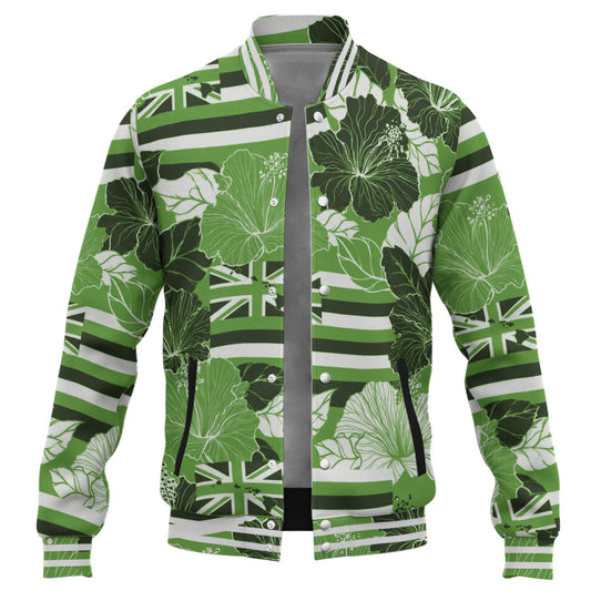 Hawaii Baseball Jacket Hibiscus Flag Map Island Pride