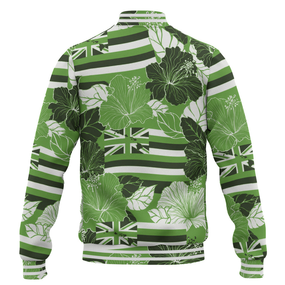 Hawaii Baseball Jacket Hibiscus Flag Map Island Pride