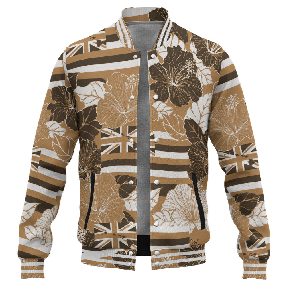 Hawaii Baseball Jacket Hibiscus Flag Map Island Pride