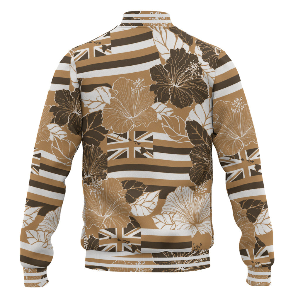 Hawaii Baseball Jacket Hibiscus Flag Map Island Pride