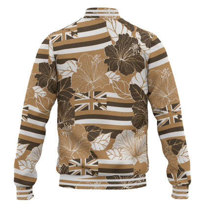 Hawaii Baseball Jacket Hibiscus Flag Map Island Pride