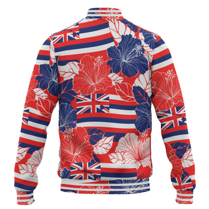 Hawaii Baseball Jacket Hibiscus Flag Map Island Pride