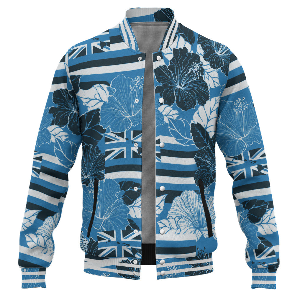Hawaii Baseball Jacket Hibiscus Flag Map Island Pride