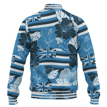 Hawaii Baseball Jacket Hibiscus Flag Map Island Pride