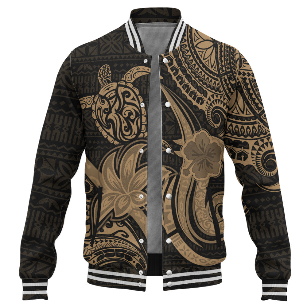 Hawaii Baseball Jacket Honu Turtle Hibiscus Tribal Legacy