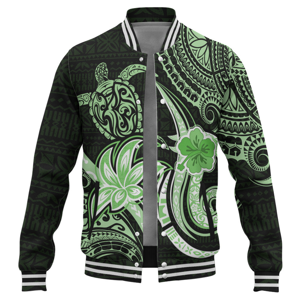 Hawaii Baseball Jacket Honu Turtle Hibiscus Tribal Legacy