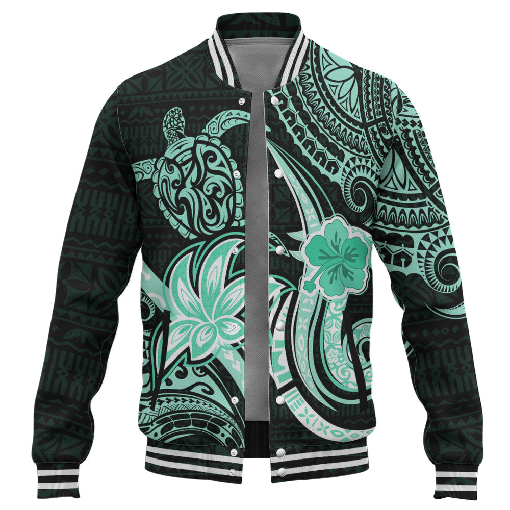 Hawaii Baseball Jacket Honu Turtle Hibiscus Tribal Legacy