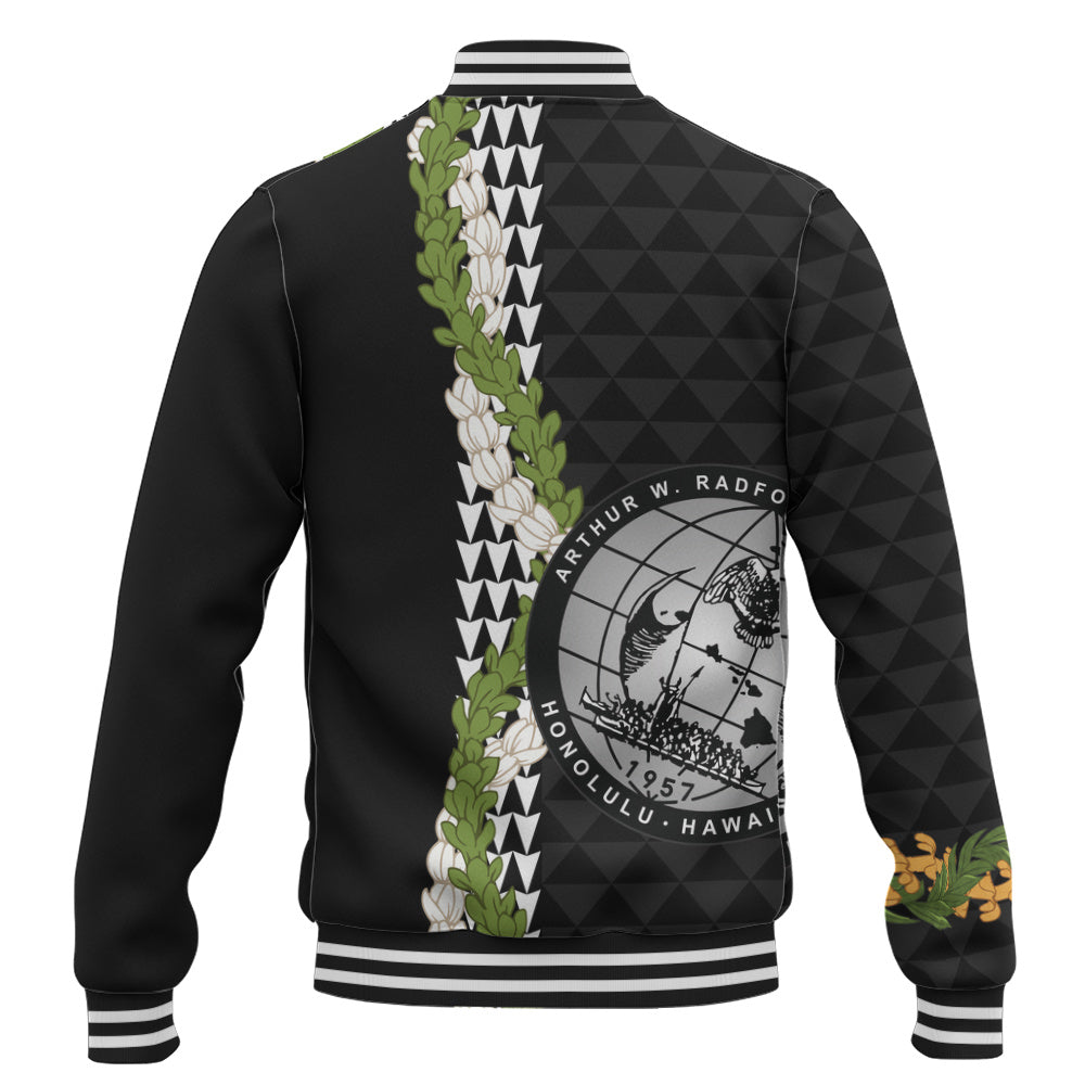 Admiral Arthur W. Radford High School Baseball Jacket Puakenikeni Maile Flower Lei