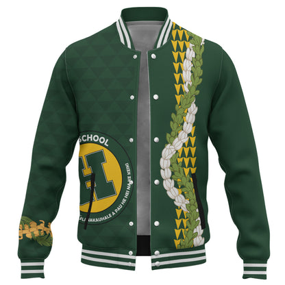 Hana High and Elementary School Baseball Jacket Puakenikeni Maile Flower Lei
