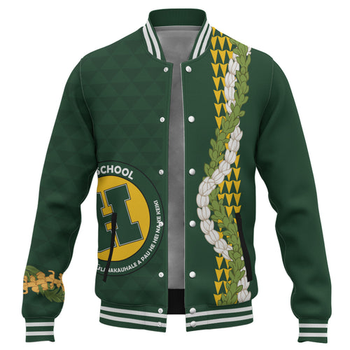 Hana High and Elementary School Baseball Jacket Puakenikeni Maile Flower Lei