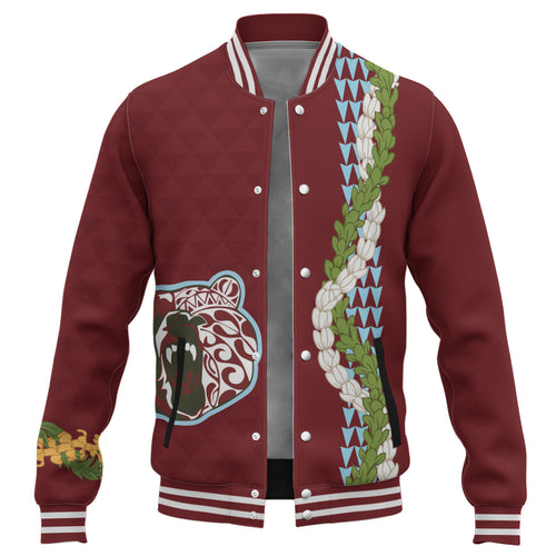Henry Perrine Baldwin High School Baseball Jacket Puakenikeni Maile Flower Lei
