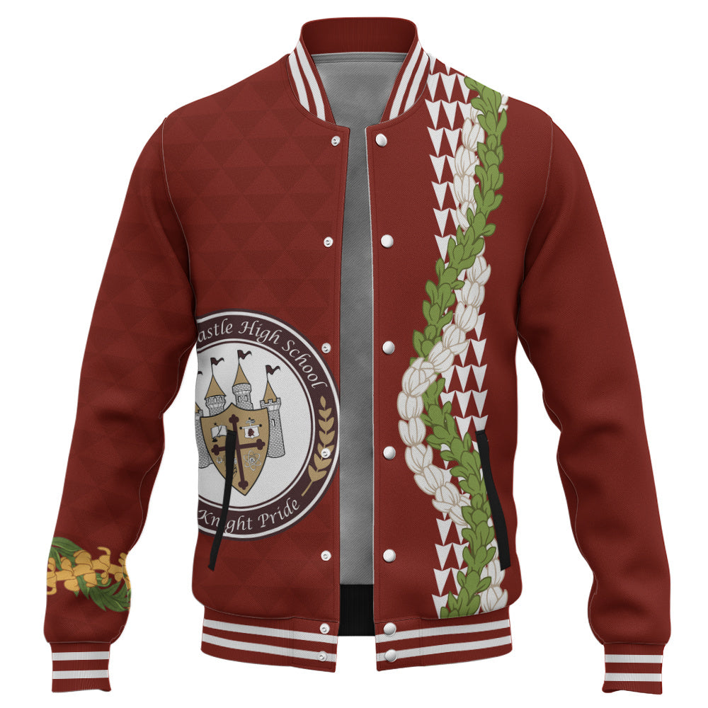 James B. Castle High School Baseball Jacket Puakenikeni Maile Flower Lei
