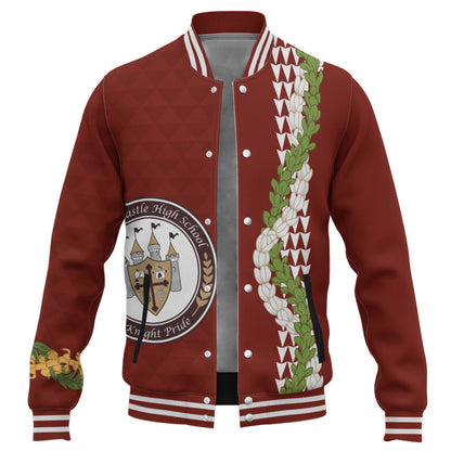 James B. Castle High School Baseball Jacket Puakenikeni Maile Flower Lei