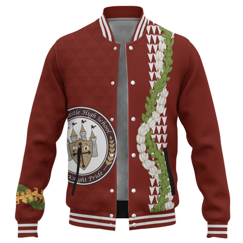 James B. Castle High School Baseball Jacket Puakenikeni Maile Flower Lei