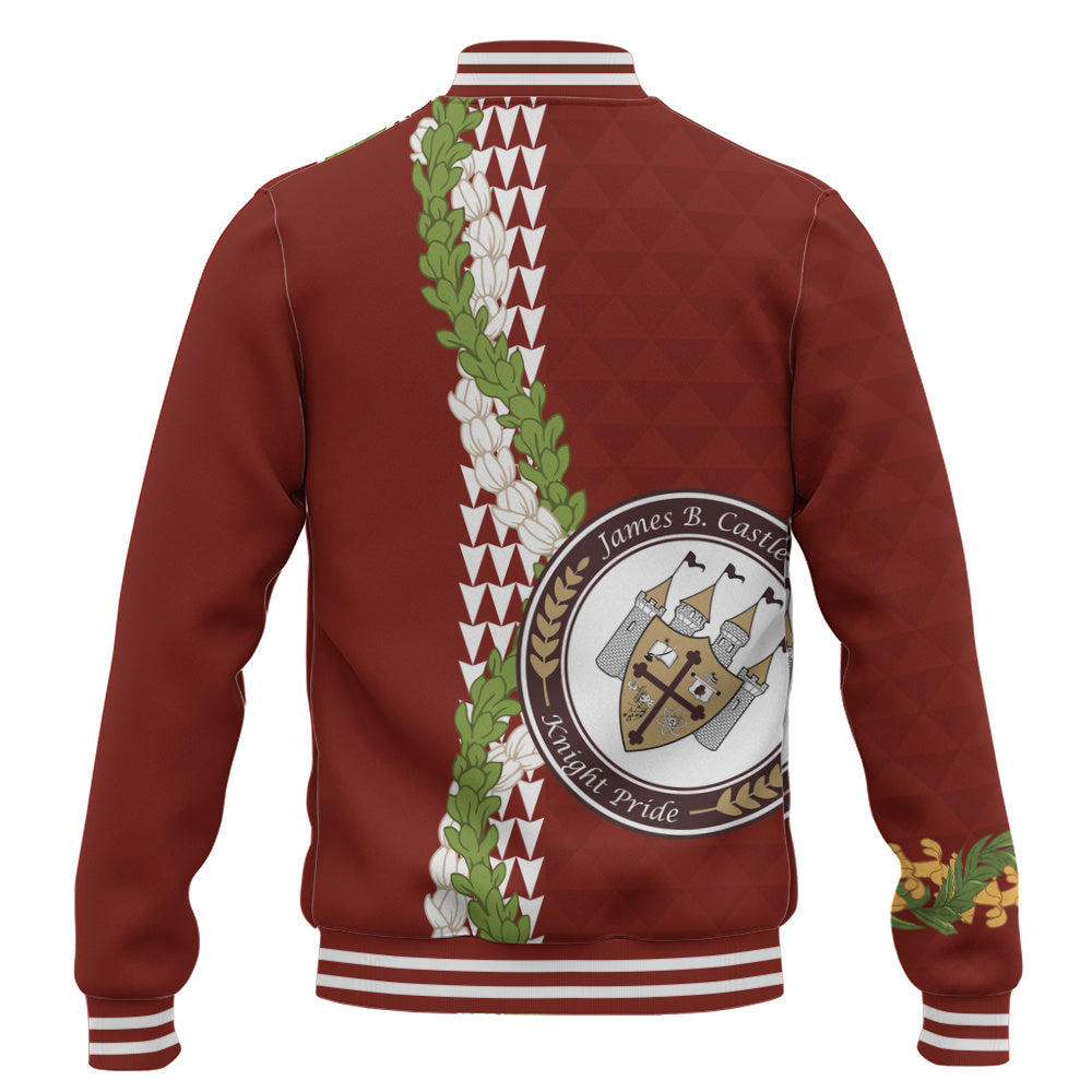 James B. Castle High School Baseball Jacket Puakenikeni Maile Flower Lei