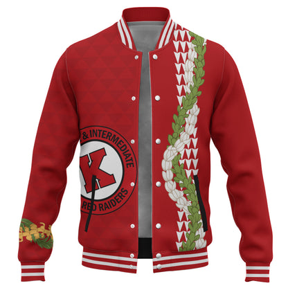 Kahuku High & Intermediate School Baseball Jacket Puakenikeni Maile Flower Lei