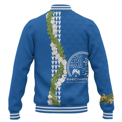 Kihei Charter School Baseball Jacket Puakenikeni Maile Flower Lei