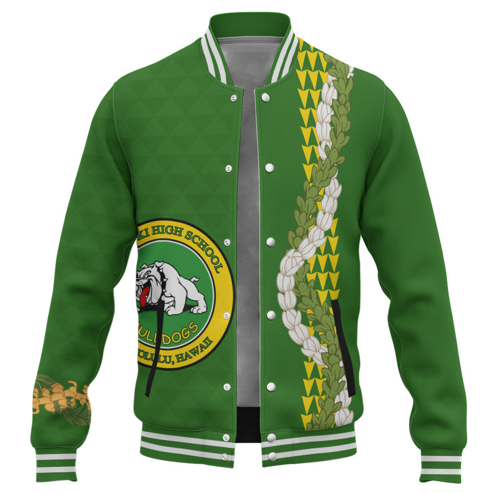 Kaimuki High School Baseball Jacket Puakenikeni Maile Flower Lei