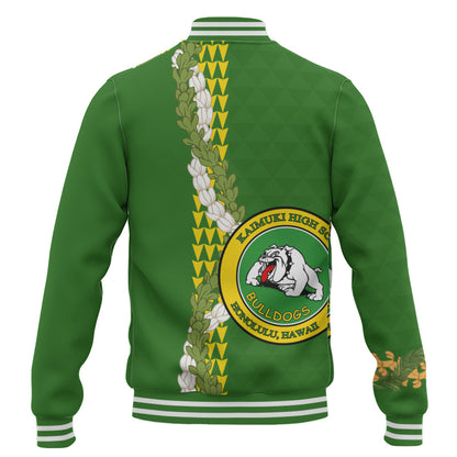 Kaimuki High School Baseball Jacket Puakenikeni Maile Flower Lei