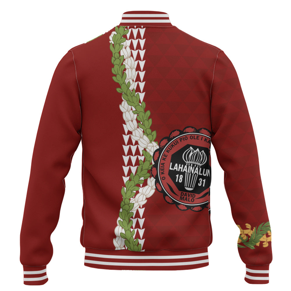 Lahainaluna High School Baseball Jacket Puakenikeni Maile Flower Lei