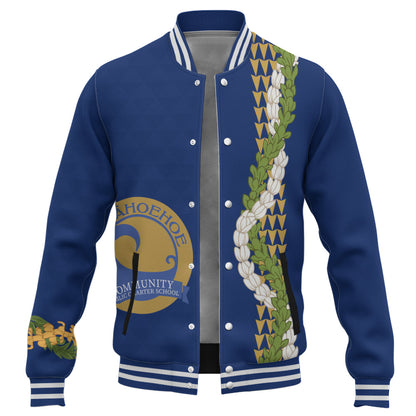 Laupāhoehoe Community Public Charter School Baseball Jacket Puakenikeni Maile Flower Lei