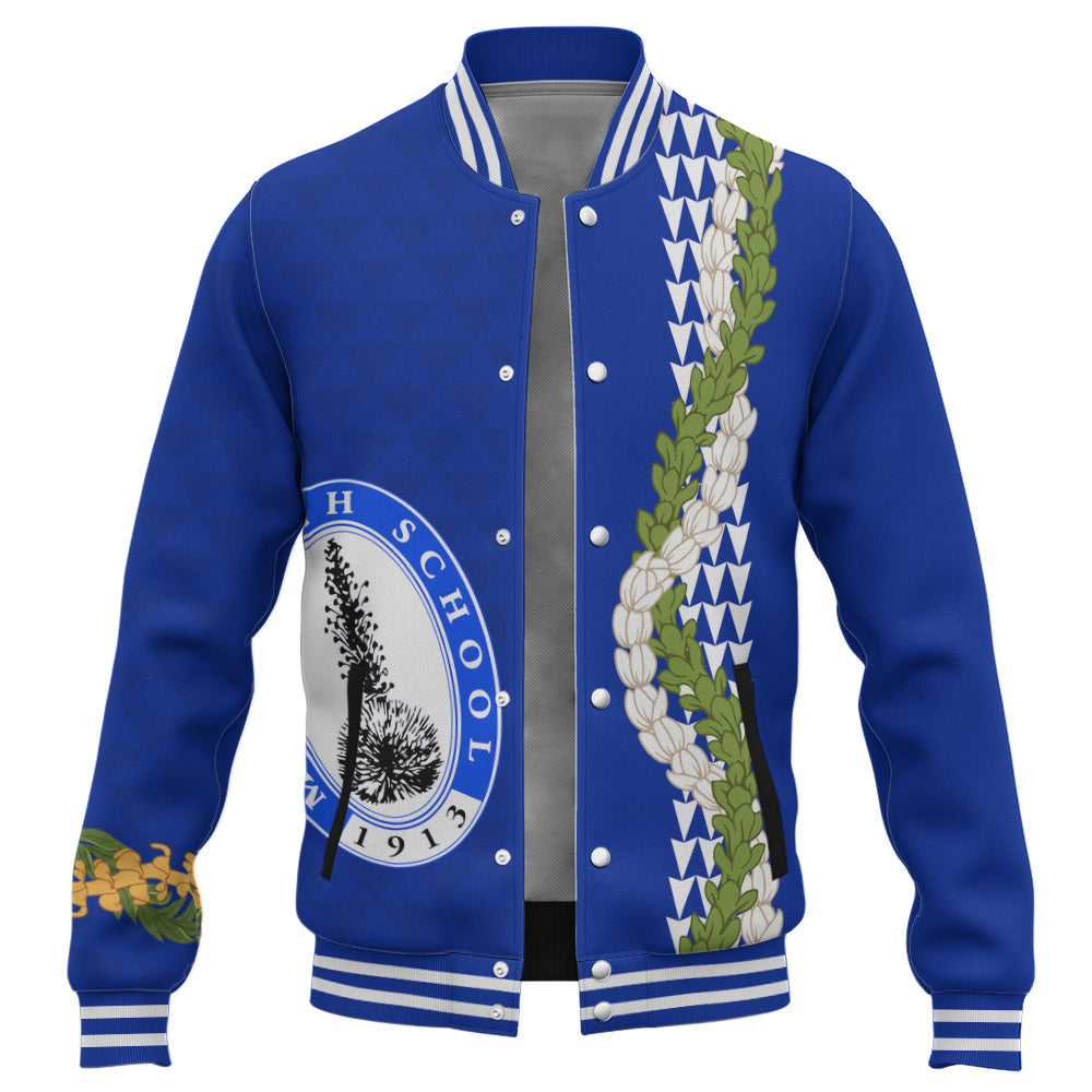 Maui High School Baseball Jacket Puakenikeni Maile Flower Lei