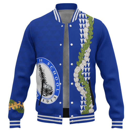 Maui High School Baseball Jacket Puakenikeni Maile Flower Lei